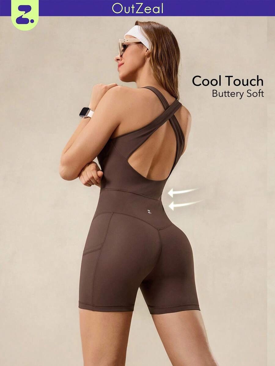 OutZeal 凉爽触感柔软扭纹后背交叉绑带可拆卸护垫连体衣运动骑行健身