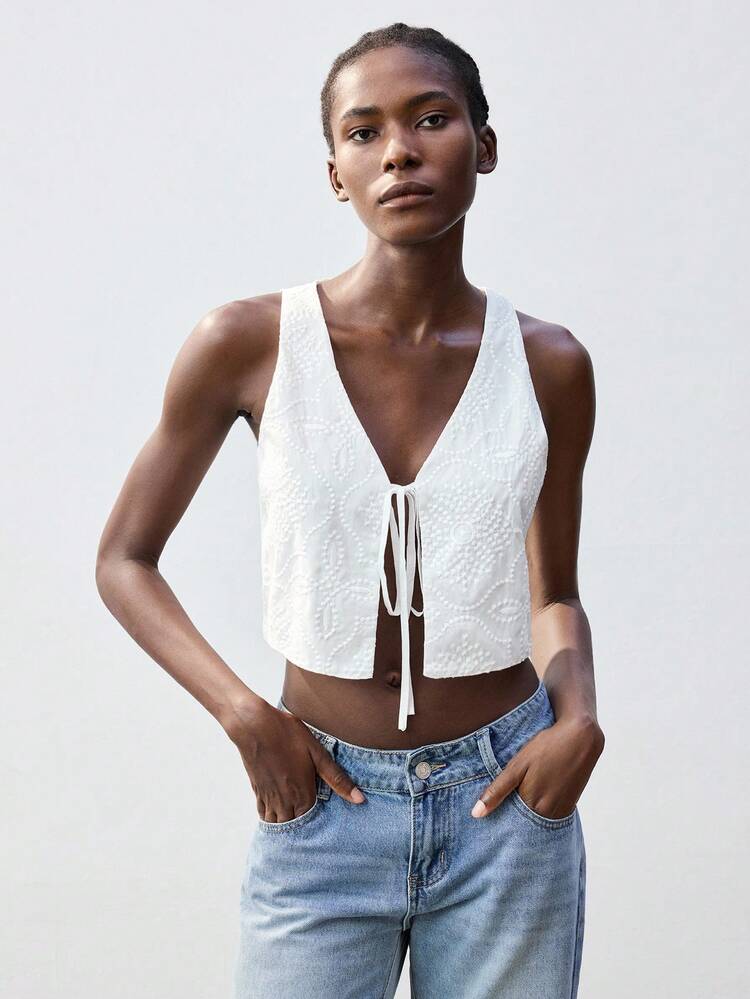 SHEIN Maija 2026 Frühling/Sommer Neue Lässige, modische und bequeme Damen Top, Osterparty Top, Strandurlaub Sommer Urlaub Strandurlaub Sommer Ausgehen Abschluss Weißes Top Lässiger Urlaub Strandkreuzfahrt Reise Romantisch, Mode, vielseitiges Top