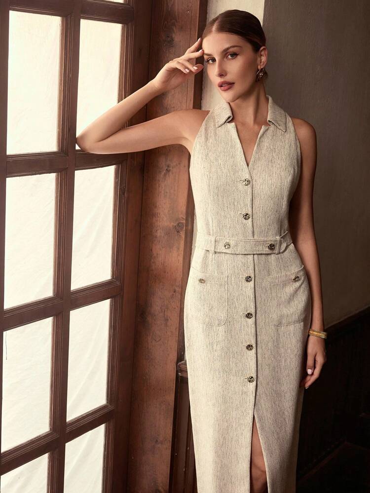 ZEYLAH SPLIT BUTTON UP DRESS FOR AUTUMN & WINTER