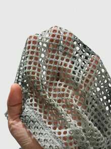 ROMWE MEN Grunge Punk 男士网眼面料长袖T恤，宽松短款 - 綠色 - 查看 4