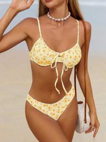 Swim Mod Bộ bikini dây mảnh họa tiết hoa nhỏ nhắn dành cho nữ, kỳ nghỉ hè - Nhiều màu - Xem 3