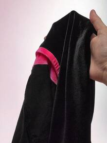 Amplova Solid Fuzzy Trim Open Front Crop Fall Clothes Women Jacket - Black - View 11