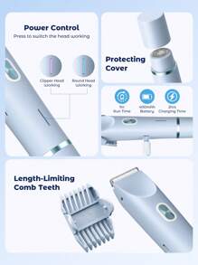 Teckwe 女士比基尼修剪器，适合丝绸肌肤的无痛电动剃须刀，带陶瓷刀头和 Type-C 充电端口的无线剃须刀，适合旅行，夏季海滩，蓝色 - 藍色 - 查看 8