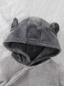 婴幼儿男童休闲可爱小熊印花长袖连帽连体衣