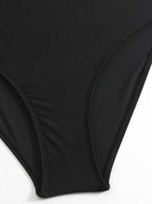 Swim Oasis Conjunto de traje de baño de 2 piezas con parte superior y falda volada de capa doble de malla, en unicolor, de alta para primavera y verano