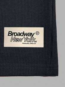 EURMUSE Men Waffle Fabric Raglan Sleeve Patched Regular T-Shirt Set - Dark Grey - View 9