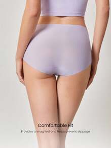 GLOWMODE 2 Packs Lightweight Breathable Sweat-Wicking Mid-Waist Full Coverage Seamless No-Show Underwear Daily Workout - Mauve Purple - View 4