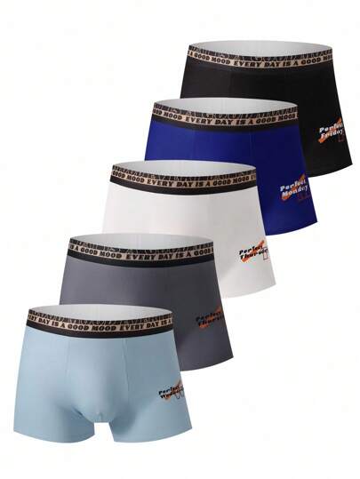 5 szt./opakowanie Jednolita bielizna męska z małym logo