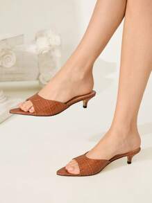 CUCCOO CHICEST 尖头细高跟鞋百搭女士高跟凉鞋 - 咖啡棕 - 查看 7