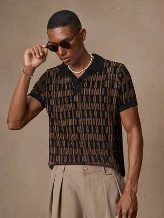 AKNOTIC Men's Knitted Elastic Slim Fit Short Sleeve Polo Shirt, Casual Daily Wear Golf Shirt Suitable For Summer, Vacation, Daily Matching, Party, Couple Set, Men's Gift