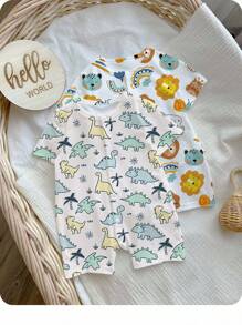 SHEIN Unisex Newborn Printed Romper Suitable For Summer Graphic