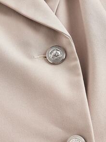 SHEIN MOD 秋冬女士时尚双腰带西装外套 - 杏色 - 查看 4