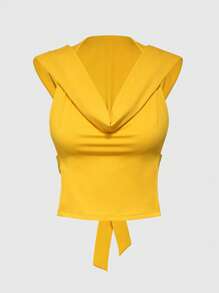 ROMWE Street Life Cali Girl Sporty Draped Neck Racerback Sexy Backless Tank Top For Women - Yellow - View 11