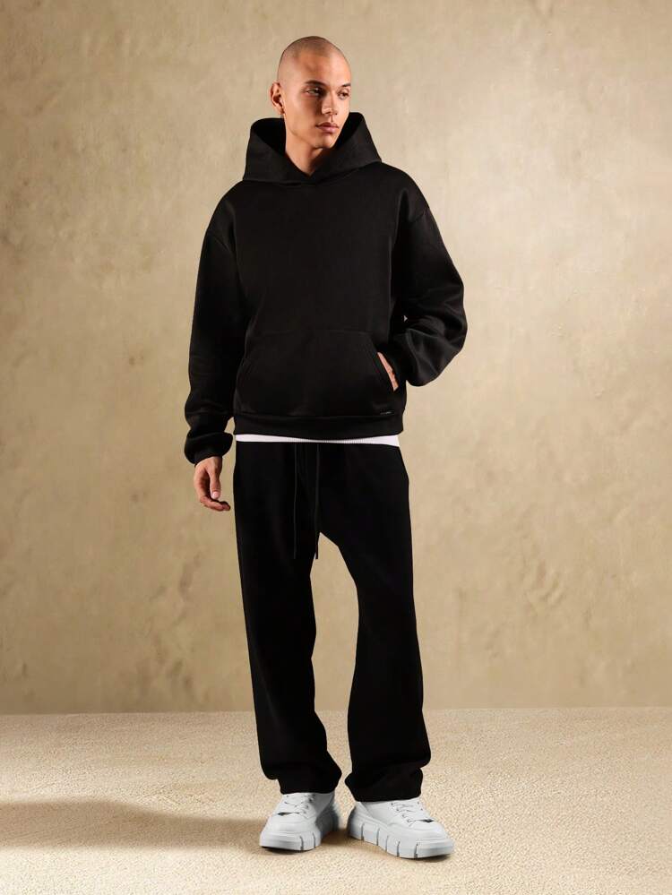 센터 포켓이 있는 오버헤드 풀오버 후드 티셔츠