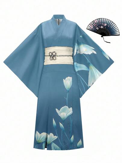 Irokai 日本女性印花传统和服浴衣，夏季节日