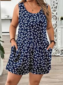 EMERY ROSE 大码休闲简约碎花连体裤 - 彩色 - 查看 3