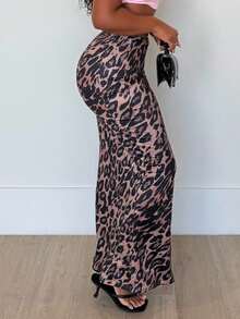 Alexandranx 優雅海灘度假豹紋彈性針織女人魚裙，緊身款式，具彈性腰帶 - 彩色 - 查看 6