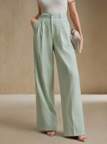 Anewsta 女士重工烫金刺绣轻盈优雅时尚绿色西装裤 - 薄荷綠 - 查看 6