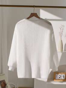 青少年女孩休闲基本款纯色落肩宽松前开衫