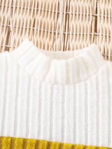 SHEIN Playful Pals Baby Boy Letter Graphic Two-Tone Long Sleeve Sweatshirt And Pants Casual Set Fall Winter - Yellow - View 5