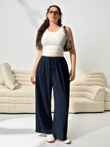 Solflare 女式加大码海军蓝梭织宽松长裤