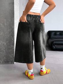 SHEIN ICON 复古水洗宽松七分牛仔裤