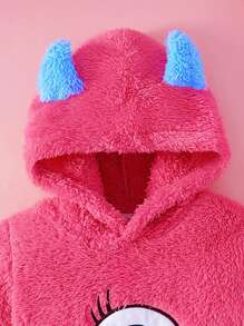 SHEIN Perso Play Baby Mädchen Lässiger bestickter grüner Fleece Kapuzen-Romper, Herbst/Winter