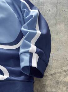 AXEPEAK 男士时尚撞色长袖休闲宽松连帽运动衫，适合秋冬 - 彩色 - 查看 5