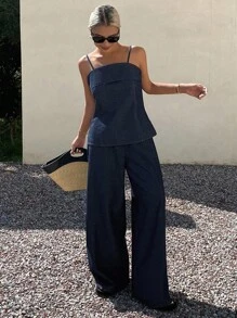 DAZY 女式宽松牛仔连体裤，夏季 - 藍色 - 查看 1