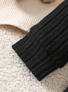 SHEIN Playful Pals Baby Boy Letter Graphic Two-Tone Long Sleeve Sweatshirt And Pants Casual Set Fall Winter - Yellow - View 6