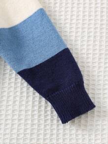 Cozy Pixies Maglione a girocollo a maniche lunghe in maglia a righe a contrasto, morbido e confortevole, casual e versatile per bambino maschio