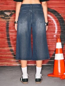 Astro Boy X ROMWE Pantaloni capri in denim con grafica di figure cartoni animati per donne