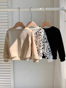 SHEIN 3pcs/Set Baby Boys Thermal Lined Sweatshirts, Cute Bear Pattern Crew Neck Long Sleeve Knit Tops, Comfortable Casual Versatile Outfit Set, Suitable For Indoor, Outdoor, Daily Wear, Sports, Play, Party Back To School, Streetwear, Tracksuit, Halloween, Spring/Summer/Autumn/Winter Fall