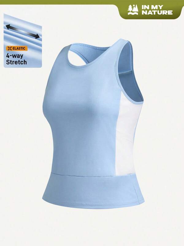 SHEIN In My Nature Tricou sport casual fără mâneci pentru femei, în culori contrastante