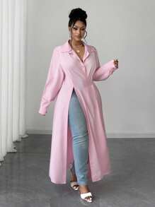 Maweii Maxi-Hemd in Große Größen mit Farbverlauf, offenem Schlitz und eleganten Langärmeln