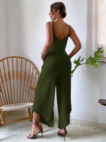 Breezaya Mono holgado de mujer con tirantes de espagueti, asimétrico y de punto en un solo color para vacaciones