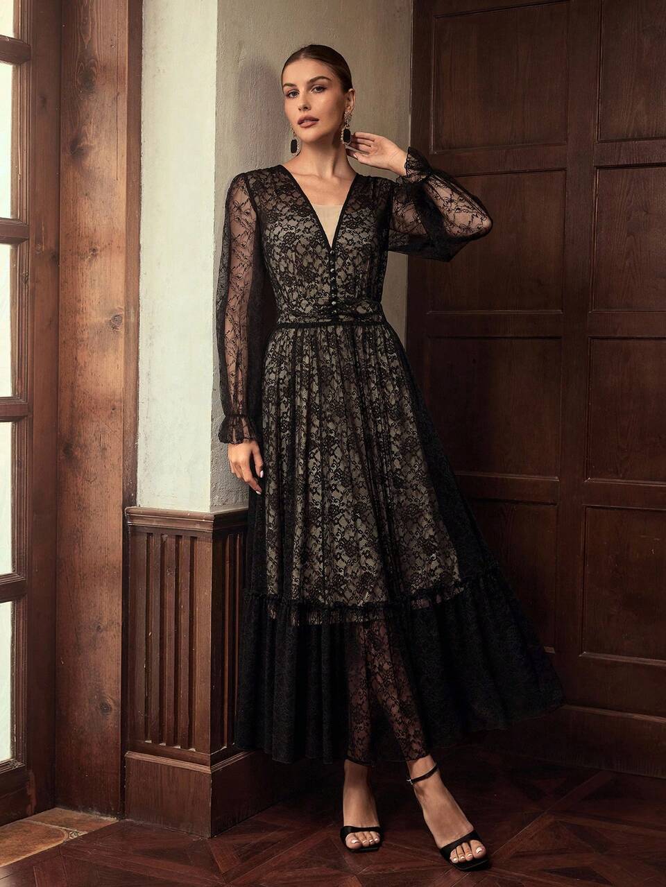 ZEYLAH LACE SHEER DRESS