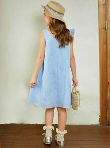 Hapijoa Tween Girls Daily Casual Fall Dress - Blue - View 7
