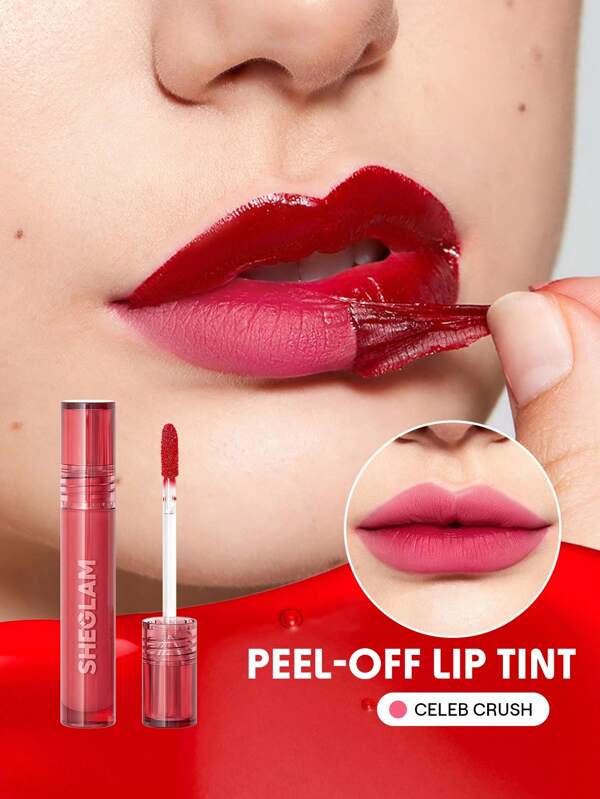 SHEGLAM Peel Talk Lip Tint-Celeb Crush Long-Lasting Waterproof Liquid Lipstick Peel Off Lip Stain High Pigment Tattoo Tint Christmas Gift Lip Tint Henna Graduation Birthday Holiday Summer Fall Autumn Y2K Fancy Fashion Women Makeup Cosmetic Party Beach Travel Camping Outdoors School Campus Trip Festivals Decor Gift Present Rose Girl Cosplay Best Color Charm Vibe