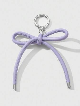 Kawaii 1 pieza Estilo dulce y fresco, Llavero/Accesorio para bolso morado hecho a mano de alta calidad con lazo en estilo retro, apto para mujeres, uso diario o como regalo