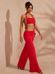 Hauture Mono sin espalda con cuello halter en unicolor, para el verano