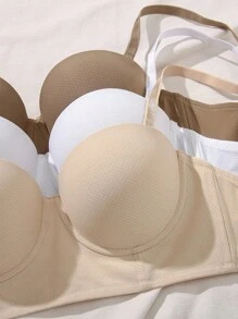 SHEIN 5pcs/Set Romantic Sexy Strapless Tube Tops With Non-Slip Design, Includes Regular Shoulder Strap - Multicolor - View 3