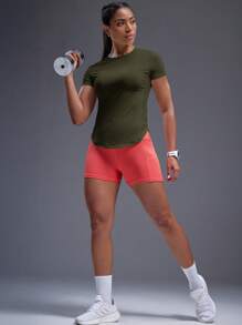 Powerista 透气柔软运动T恤紧身衣健身房女士衬衫 - 墨綠色 - 查看 6