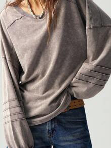 Bohemela 大码休闲水洗落肩宽松运动衫