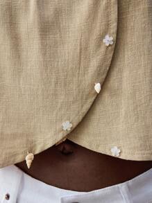 Maija Khaki,Summer,Casual,Vacation,Holiday 2025 Spring & Summer New Arrival Fashion Beaded Decor Women Tops,Boho Style Music Festival Beach Daily City - Camel - View 8