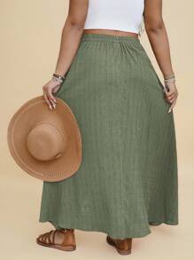 SHEIN VCAY 大码纯色高开叉休闲度假裙