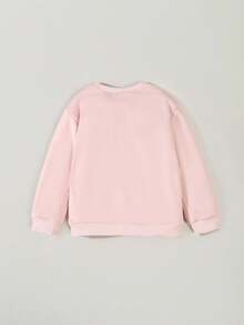 SHEIN 女婴舒适 3D 花卉图案运动衫，百搭休闲甜美时尚长袖上衣 - 白色 - 查看 4