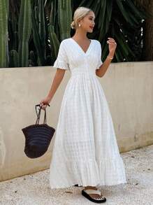 Livesso 女式V领收腰连衣裙，夏季