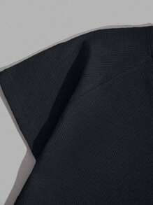 EURMUSE Men Waffle Fabric Raglan Sleeve Patched Regular T-Shirt Set - Dark Grey - View 6