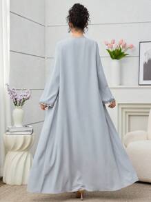 Yasmyna Vestido de abaya árabe estilo Dubai para dama, vestido largo de moda con bordados, patchwork y ribete de encaje